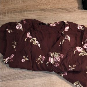 Mini dress a-line button maroon